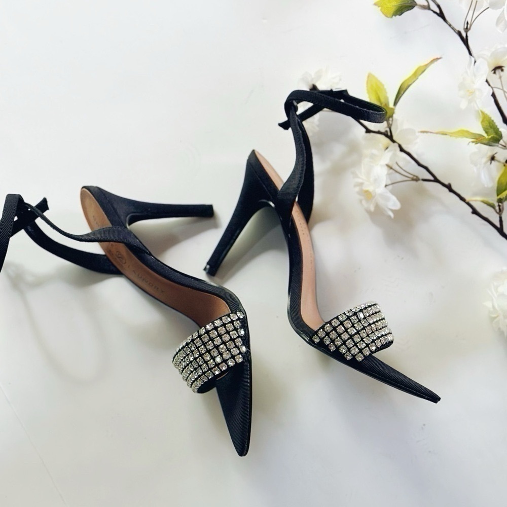 New Chinese Laundry Women’s Justine Sandal Black Rhinestones Ankle Strap - Picture 6 of 10